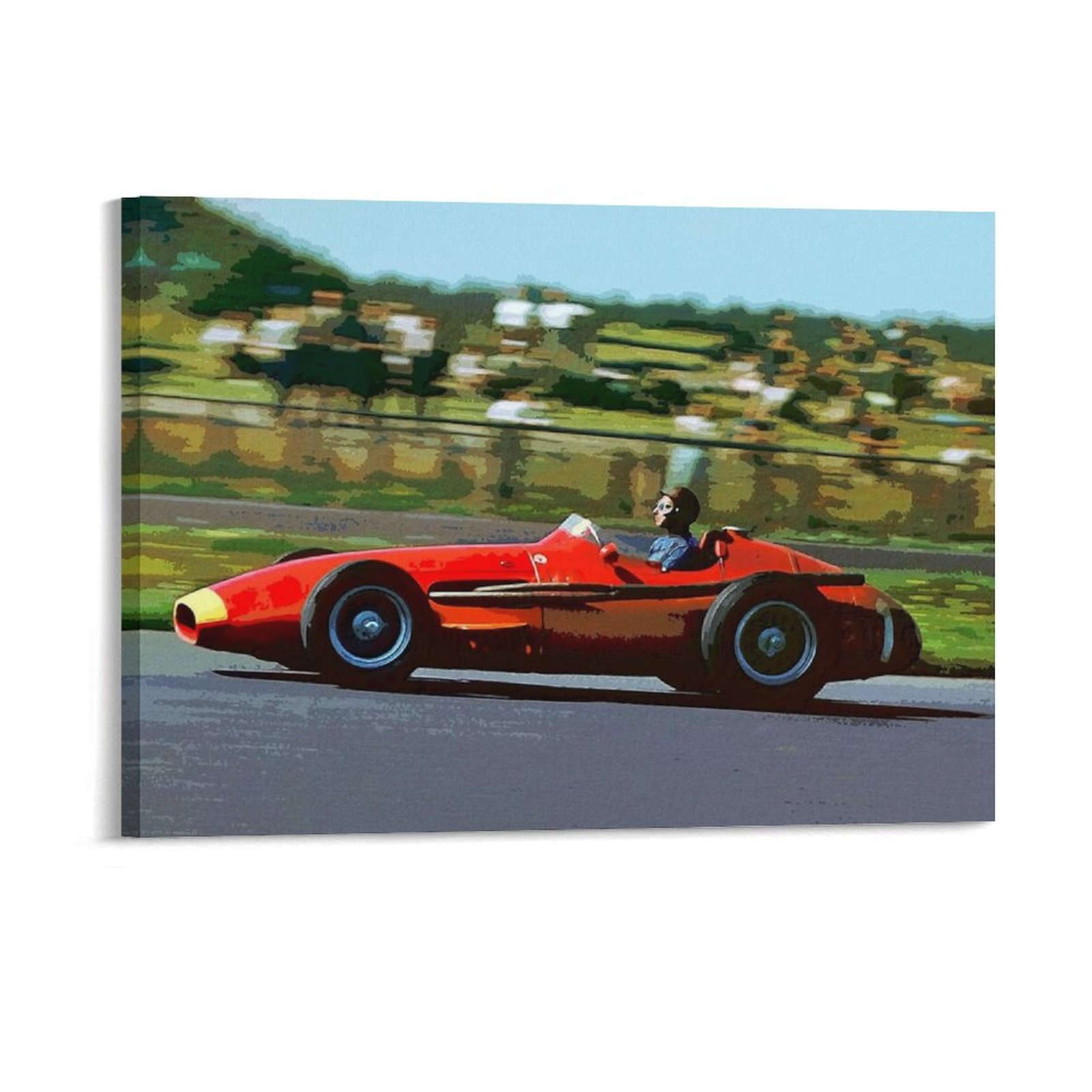 Art Print Framed - Juan Manuel Fangio Racing His 1957
