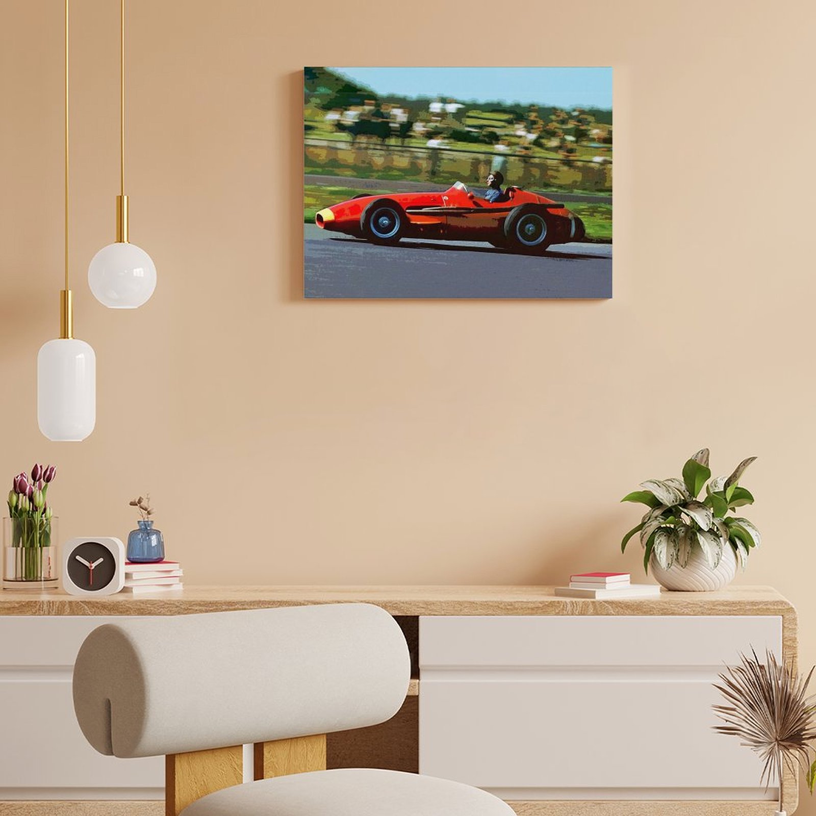 Juan Manuel Fangio Racing His  - Art Print Framed recension och pris